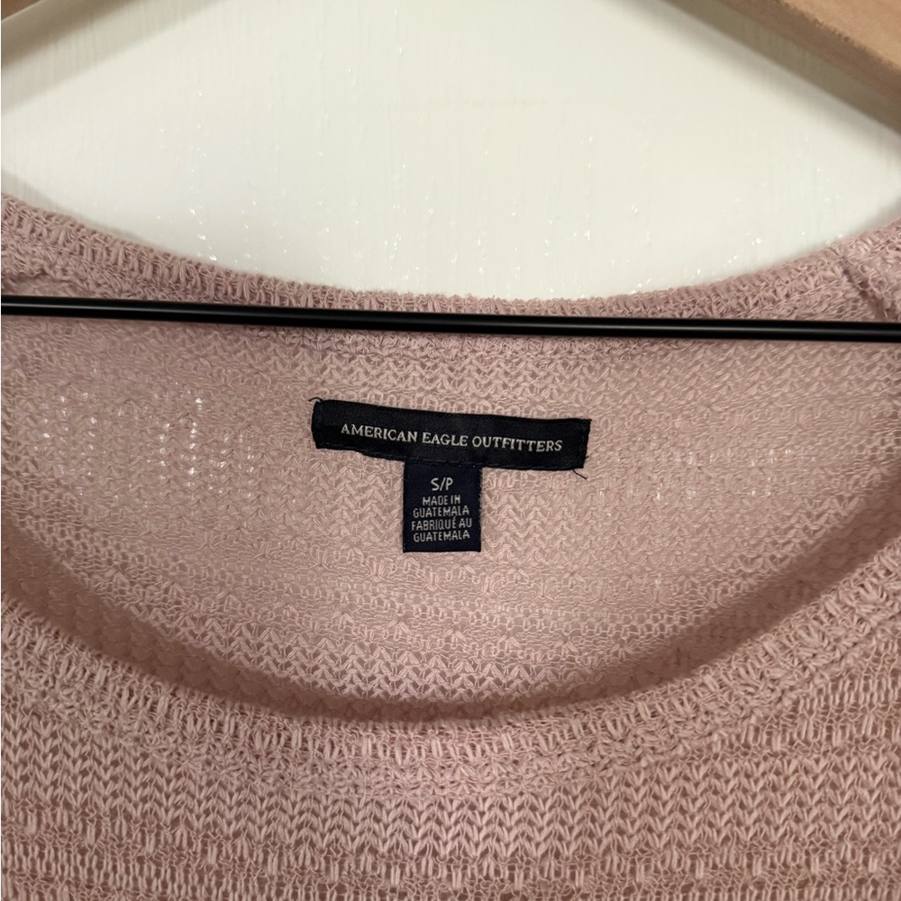 American Eagle Soft Knit Babydoll Tunic Top Blush Pink Small - Picture 6 of 7